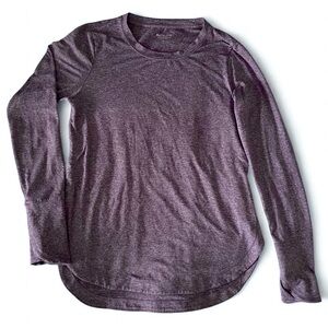 Athleta Heather Purple Curved Hem Long Sleeve Top
